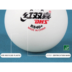 DHS Мячи пластиковые  RS40+ *** WTT (2025-2028) ITTF 6 шт. белые