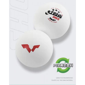 DHS Мячи пластиковые  RS40+ *** WTT (2025-2028) ITTF 6 шт. белые